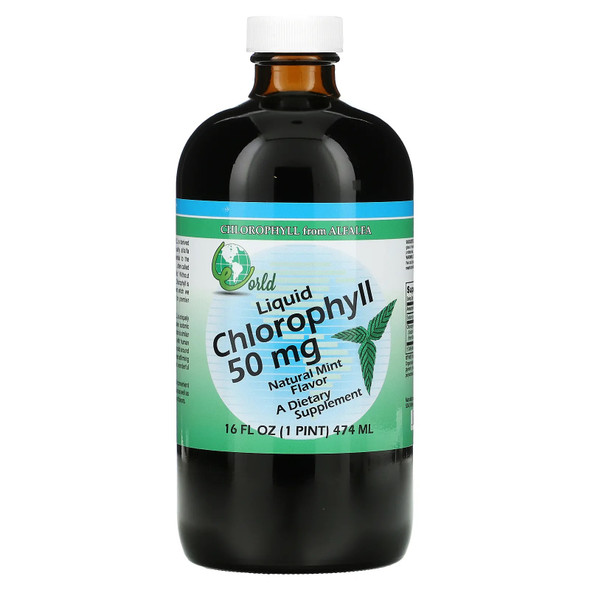 World Organics Liquid Chlorophyll (50mg) Mint 16 fl.oz Additional Product Image 2
