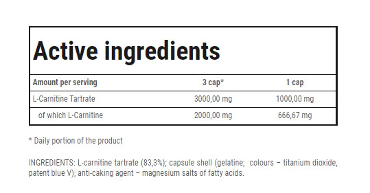 Trec Nutrition L-carnitine 3000 Ingredients Panel