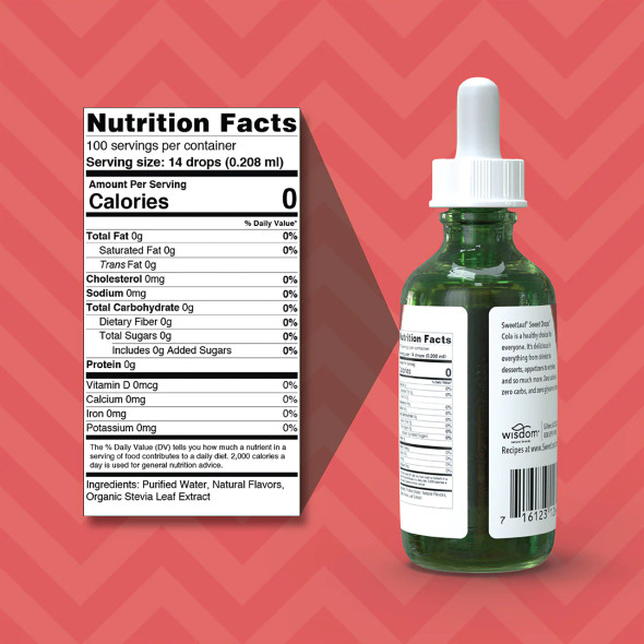 Sweetleaf Sweet Drops Cola 288 Servings Ingredients Panel