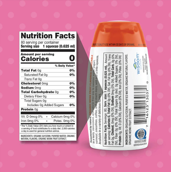 SweetLeaf Strawberry Guava Liquid Monk Fruit 80 Servings Ingredients Panel
