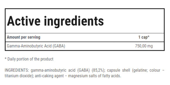 Trec Nutrition GABA 750 60cap Ingredient list