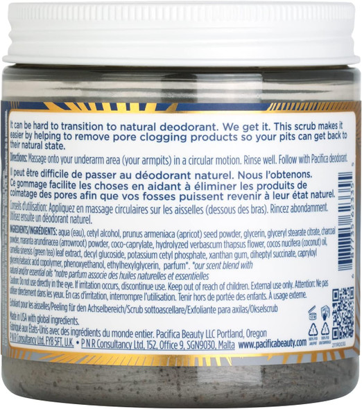Pacifica Beauty Coconut & Charcoal Underarm Detox Scrub 7 OZ Ingredients Panel