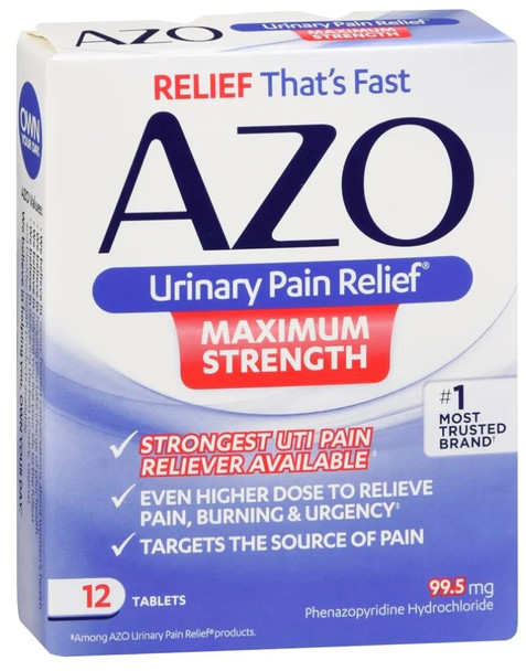 Azo Urinary Pain Relief Maximum Strength 12 Tablets