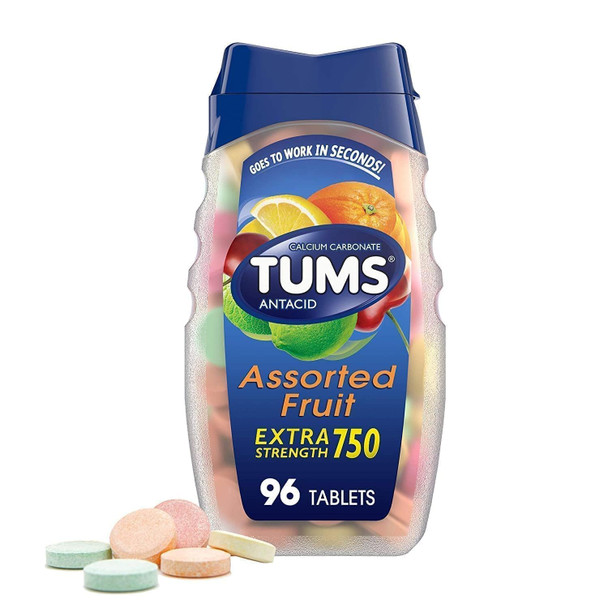 TUMS Antacid Chewable Tablets, Extra Strength 96 Tabs