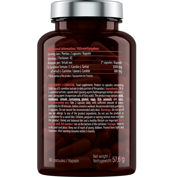 ESSENSEY L-CARNITINE 90 caps Ingredients Panel