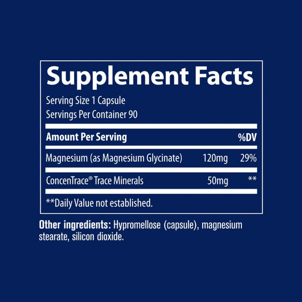 Trace Minerals Magnesium Glycinate 120mg - 90 Caps Ingredients Panel