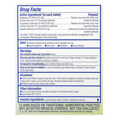 Boiron SinusCalm Allergy 60 Tablets Ingredients Panel