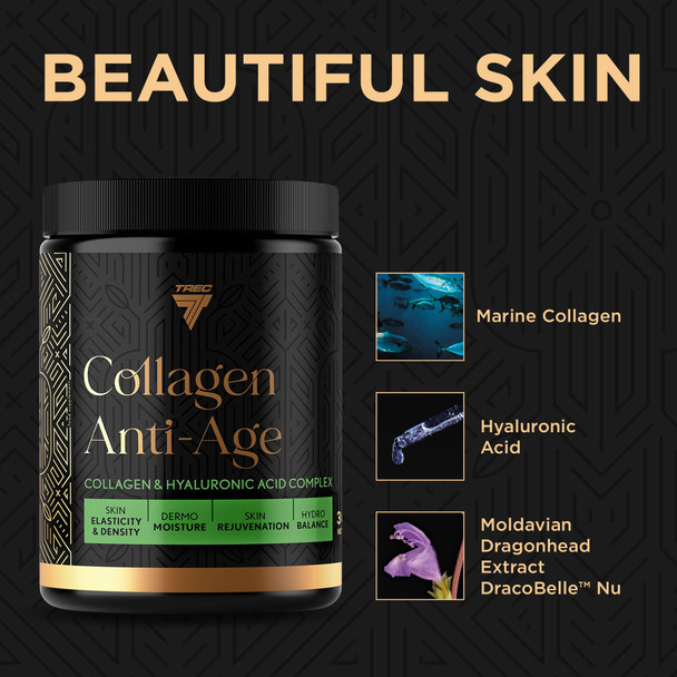 Trec Nutrition Collagen Anti-Age Jar Vanilla-Strawberry 300G Supplement Facts Panel