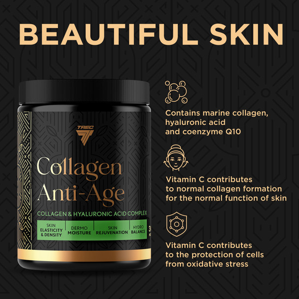 Trec Nutrition Collagen Anti-Age Jar Vanilla-Strawberry 300G Supplement Facts Panel