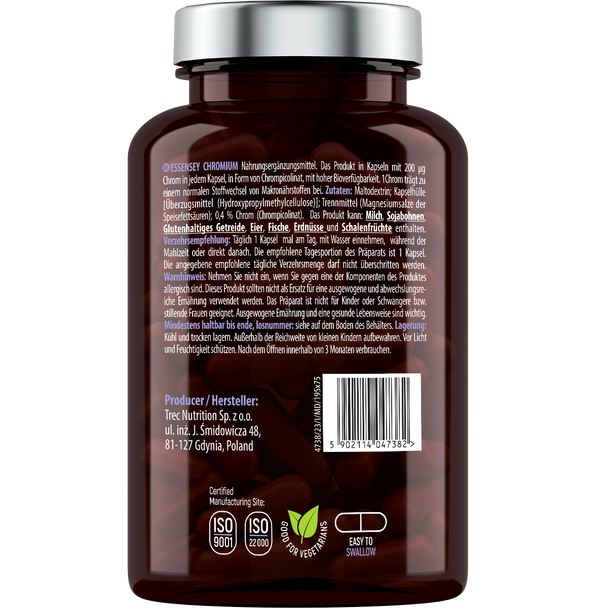 ESSENSEY Chromium 120 Veggie Caps Ingredients Panel
