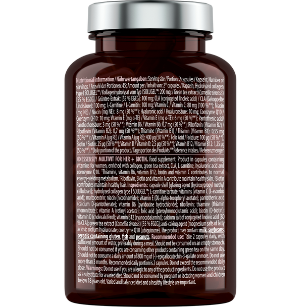ESSENSEY Multivit for HER + Biotin 90 Caps Ingredients Panel