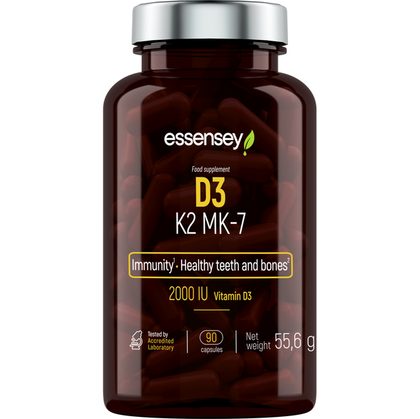 ESSENSEY Vitamin D3 + K2 MK-7 90 Caps Additional Product Image 2