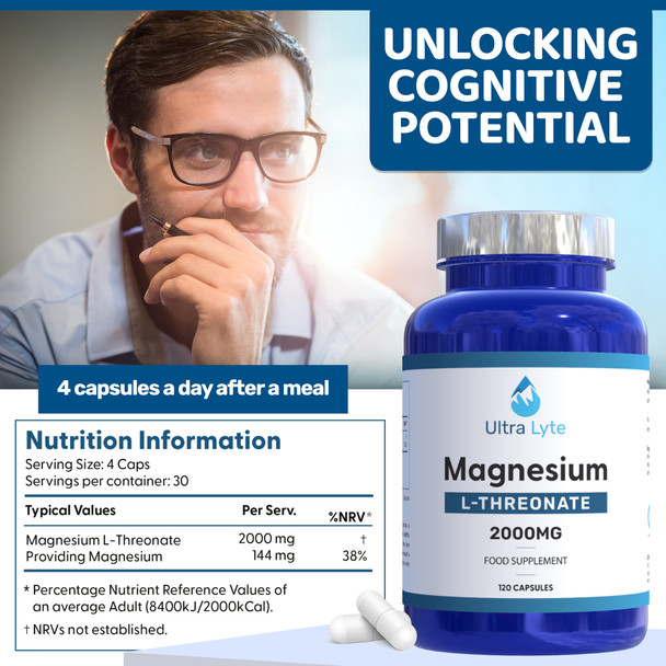 Ultra Lyte Magnesium L-Threonate 120 Caps Ingredients Panel