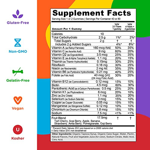 GOLI NUTRITION GOLI KIDS MULTI 60 Gummies Ingredients Panel