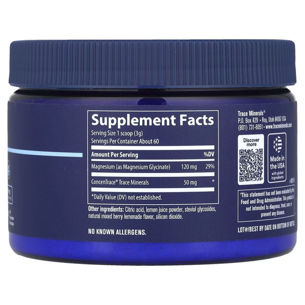 Trace Minerals Magnesium Glycinate Powder - Mixed Berry Lemonade 180g Additional Product Image 3