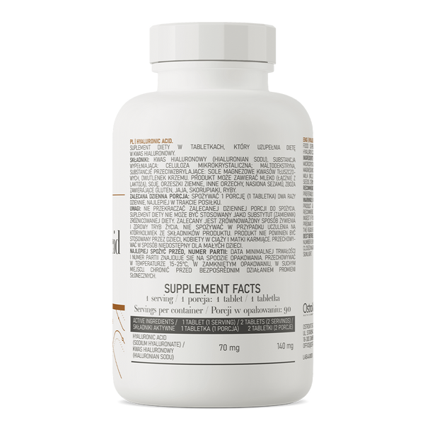 OstroVit Hyaluronic Acid 90 tablets Ingredients Panel