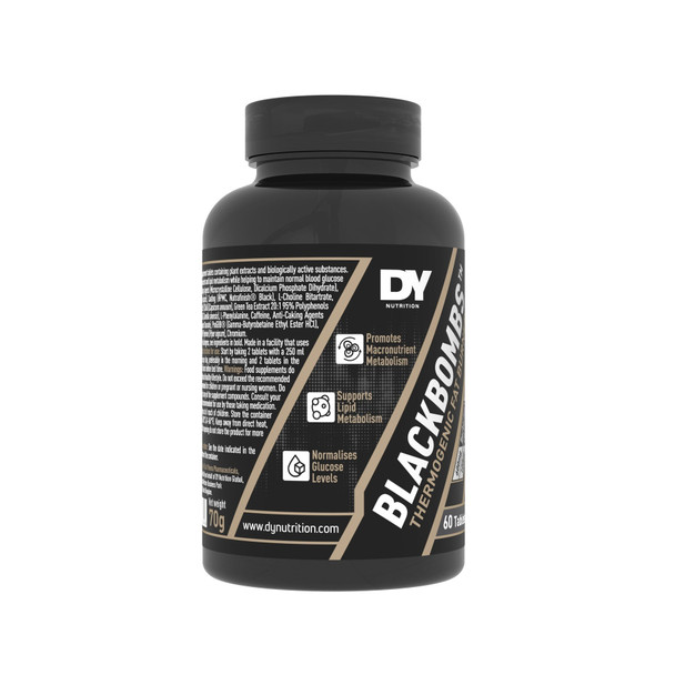 Dorian Yates BlackBomb 60 Tabs Weight Loss Support Ingredients Panel