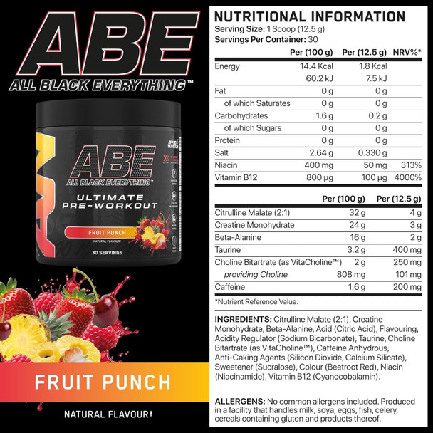 ABE All Black Everything Ultimate Pre-Workout Powder – 375g Additional Product Image 29