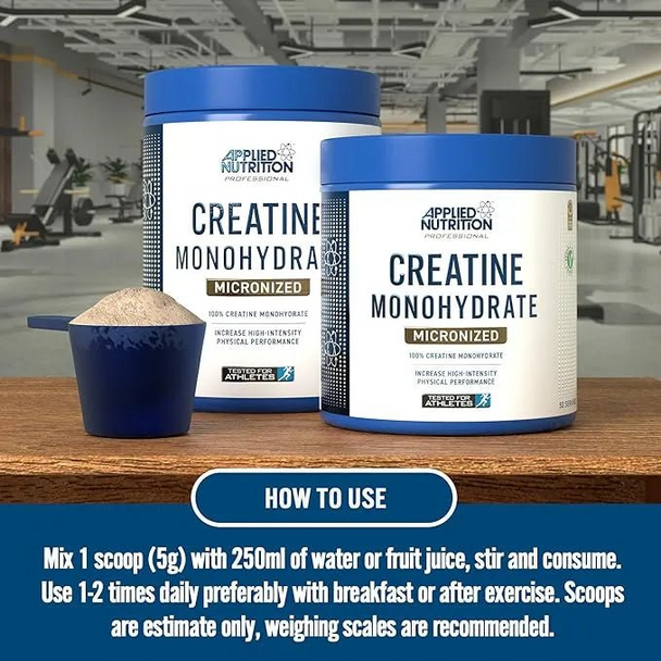 Applied Nutrition CREATINE MONOHYDRATE 1KG - UNFLAVOURED Supplement Facts Panel