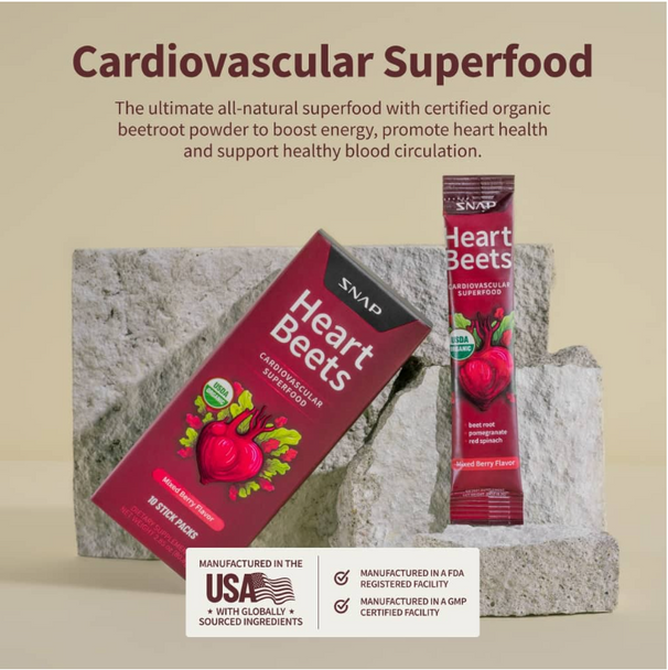 Snap Supplements Heart Beets Organic Beets (Stick Packs) - 10 Packets