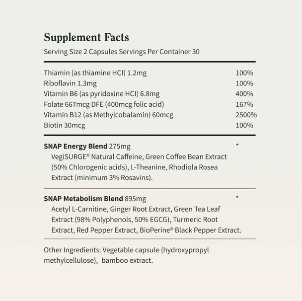 Snap Supplements Energy & Metabolism 60 Caps - image 6