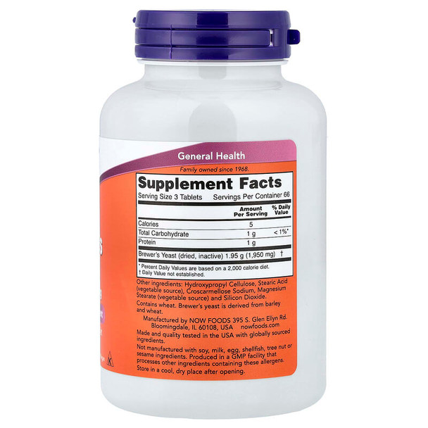 NOW Foods Brewer's Yeast, Tablets - 200 tablets Main Product Image