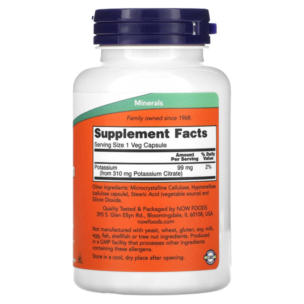 NOW Foods Potassium Citrate, 99mg - 180 vcaps Main Product Image