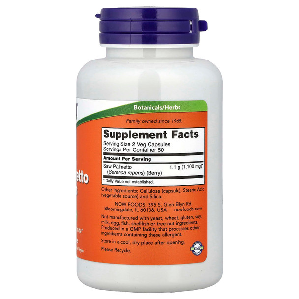 NOW Foods Saw Palmetto Berries, 550mg - 100 vcaps Main Product Image
