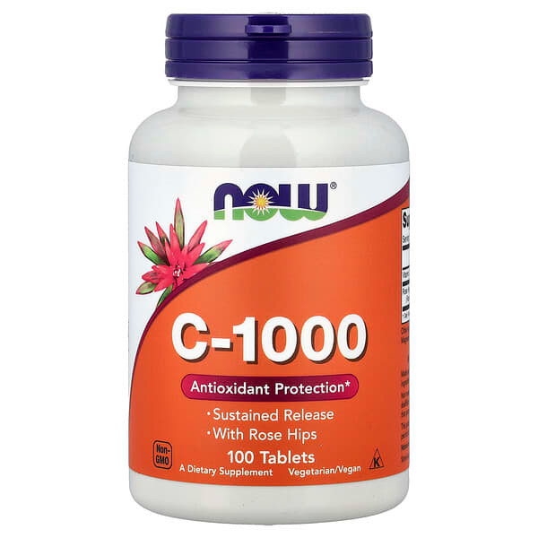 NOW Foods Vitamin C-1000 with Rose Hips - Sustained Release - 100 tablets Additional Product Image 2