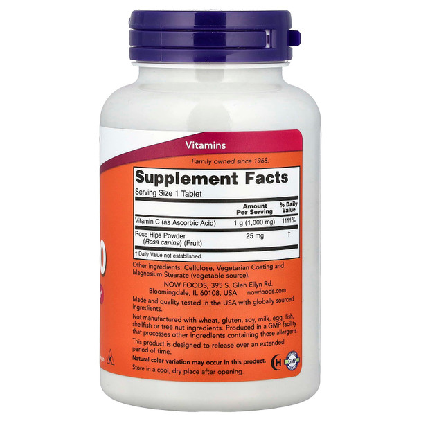 NOW Foods Vitamin C-1000 with Rose Hips - Sustained Release - 100 tablets 1