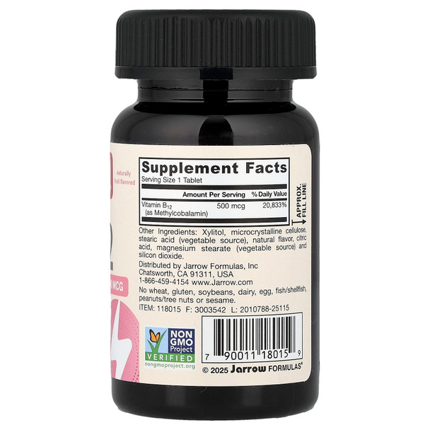 Jarrow Methyl B-12 (500mcg) Cherry 100 tabs Main Product Image