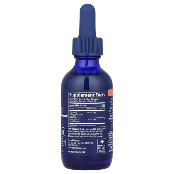 Trace Minerals Ionic Biotin + Collagen Strawberry Mango 59ml Main Product Image
