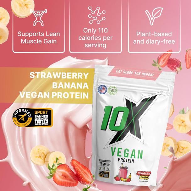 10X Athletic Vegan Protein 540g Nutrition and Ingredient Panel