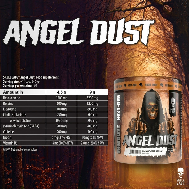Skull Labs Angel Dust 270g — pack back / formula panel