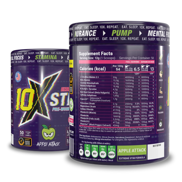 10X Athletic Pre-Workout Stack - PUMP, STIM and free shaker