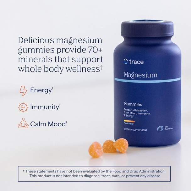 Trace Minerals Magnesium Gummies - Peach - 120 Gummies