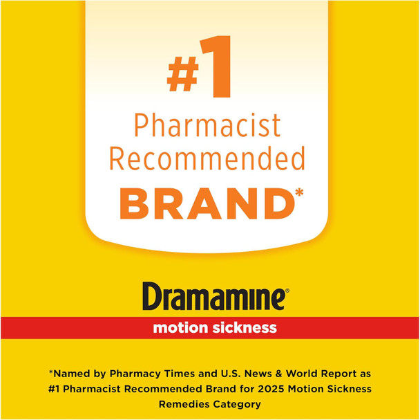 Dramamine Motion Sickness Less Drowsy Raspberry Cream Chewable Tablets 12 Count