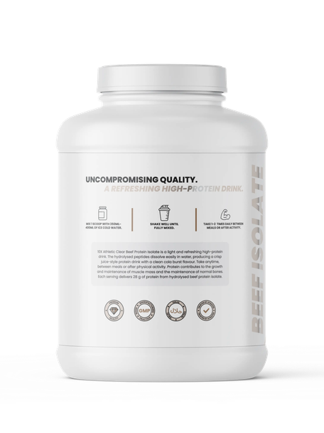 10X Clear Beef Isolate Cola Burst side A - nutrition and flavour details