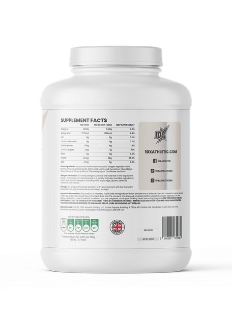 10X Clear Beef Isolate Cola Burst side B - nutrition and flavour details