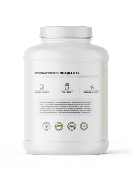 10X Clear Beef Isolate Pineapple Juice side A - nutrition and flavour details