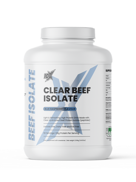 10X Athletic Clear Beef Isolate 2kg - Blue Raspberry front - 28g protein juice-style drink