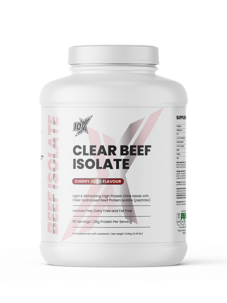 10X Athletic Clear Beef Isolate 2kg - Cherry Juice front - 28g protein juice-style drink
