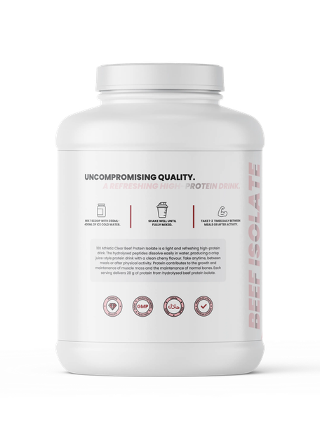 10X Clear Beef Isolate Cherry Juice side A - nutrition and flavour details