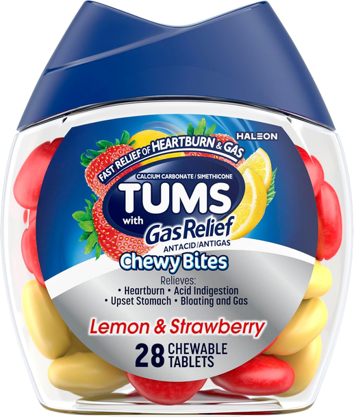 Tums Gas Relief 28 chewable tablets pack front