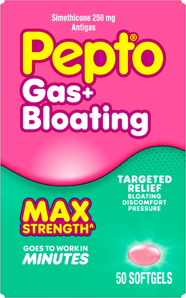 Pepto Gas + Bloating Simethicone 250 mg Softgels 50 Count