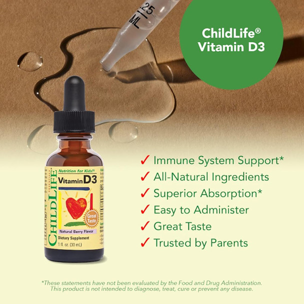 ChildLife Vitamin D3, Natural Berry Flavor