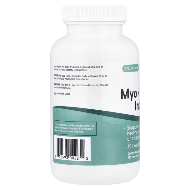 Myo + D-Chiro Inositol 120 Caps Back Label