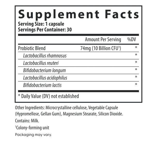 IsoFresh Probiotic for Vaginal Balance 30 Caps Ingredients Panel