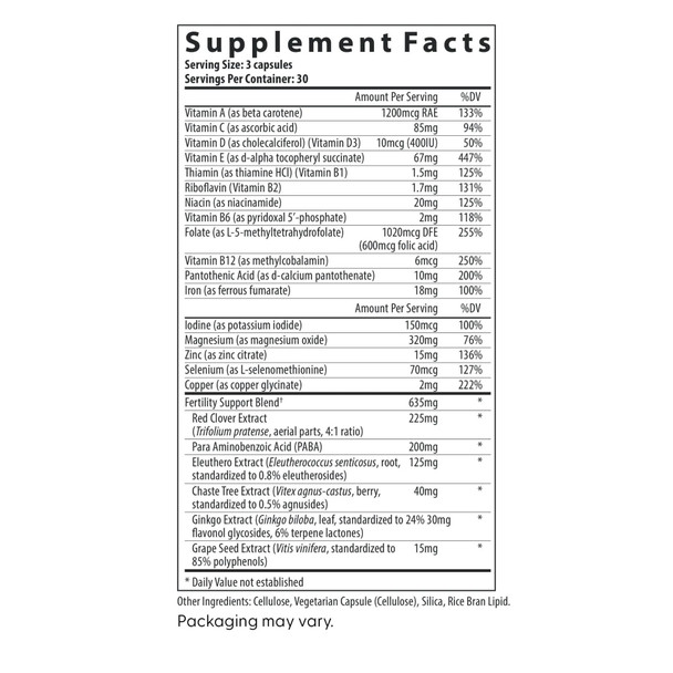 TTC Boost Bundle OvaBoost+FertileCM+FertilAid for Her Ingredients Panel