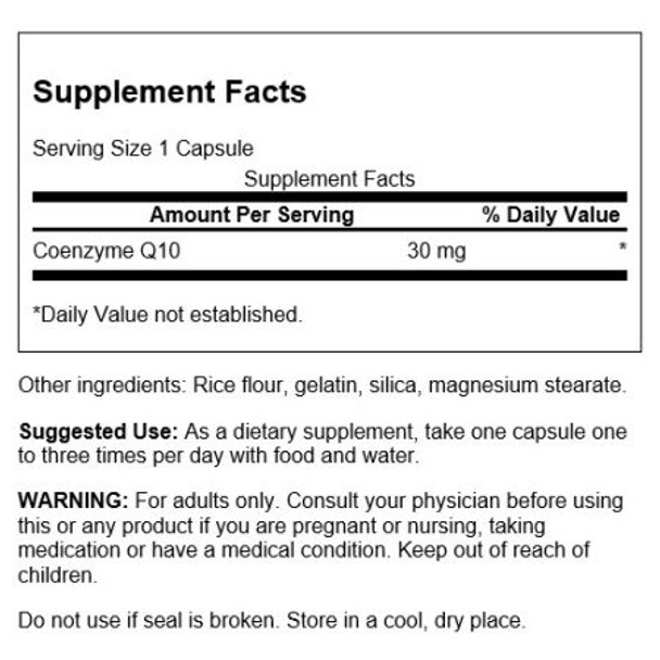 Swanson CoQ10 CoenzymeQ10 Ingredients